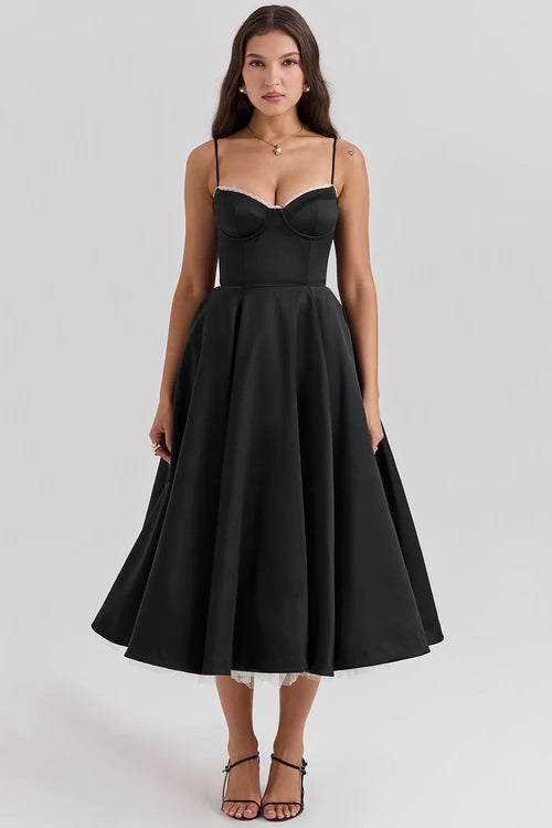 ISOLDE MIDI DRESS - BLACK