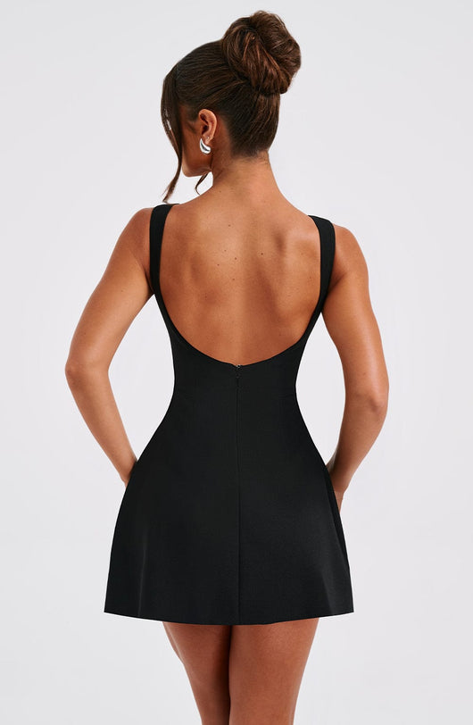 NOIR BACKLESS MINI DRESS - BLACK