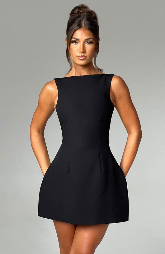 NOIR BACKLESS MINI DRESS - BLACK
