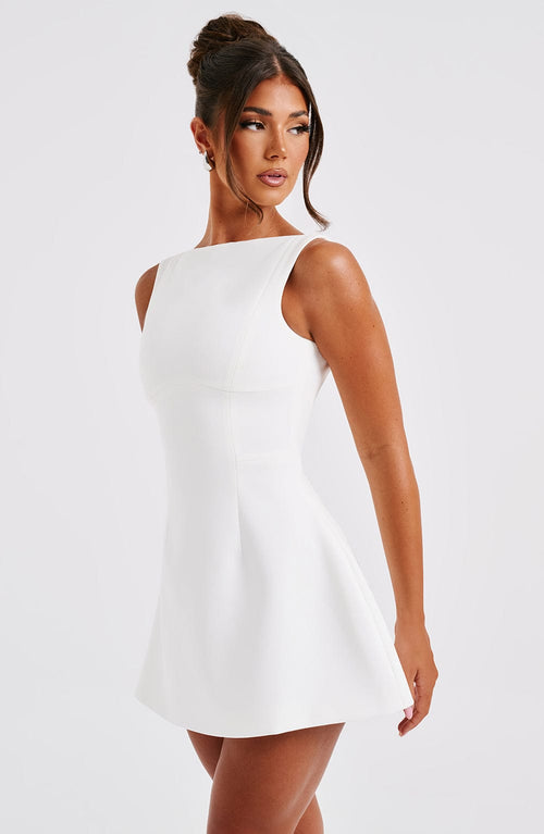 NOIR BACKLESS MINI DRESS - WHITE