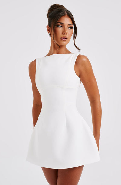 NOIR BACKLESS MINI DRESS - WHITE