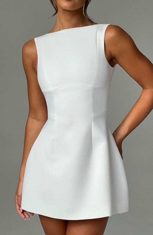 NOIR BACKLESS MINI DRESS - WHITE