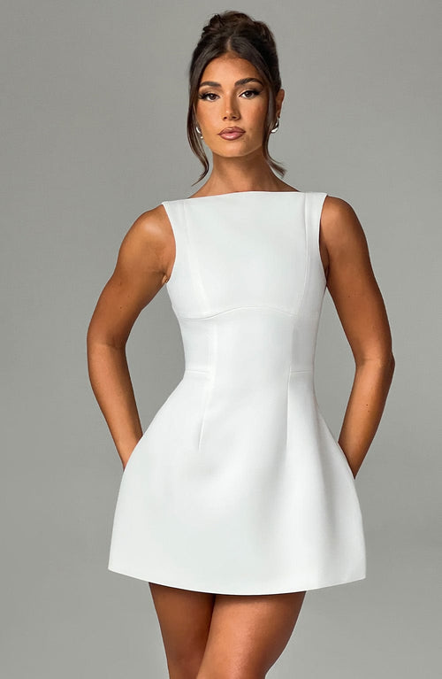 NOIR BACKLESS MINI DRESS - WHITE