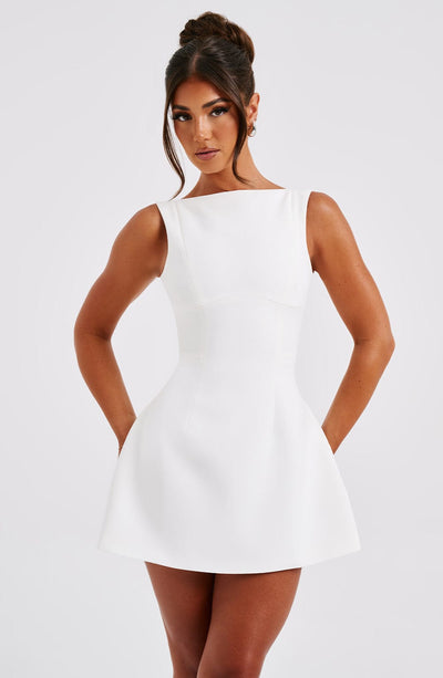 NOIR BACKLESS MINI DRESS - WHITE