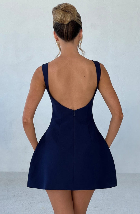NOIR BACKLESS MINI DRESS - NAVY