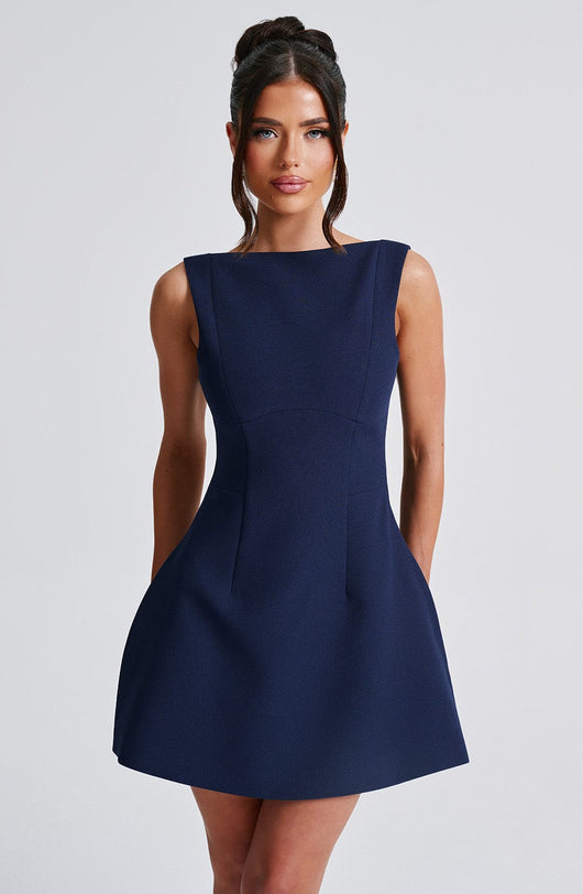 NOIR BACKLESS MINI DRESS - NAVY