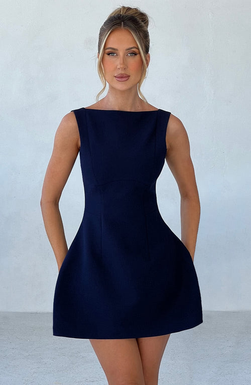 NOIR BACKLESS MINI DRESS - NAVY
