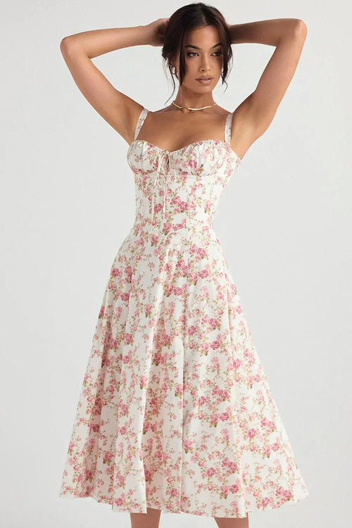 SUNHEART SUNSET LACE UP DRESS - FLORAL