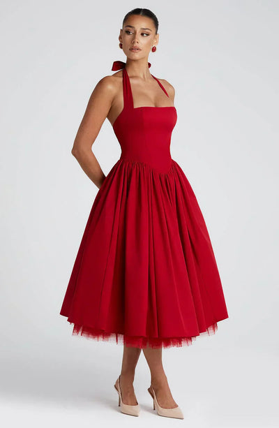 EVANA MIDI DRESS – RED