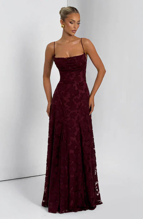 ELARA MAXI DRESS – CHERRY LACQUER