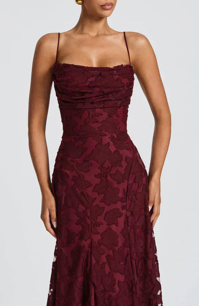 ELARA MAXI DRESS – CHERRY LACQUER