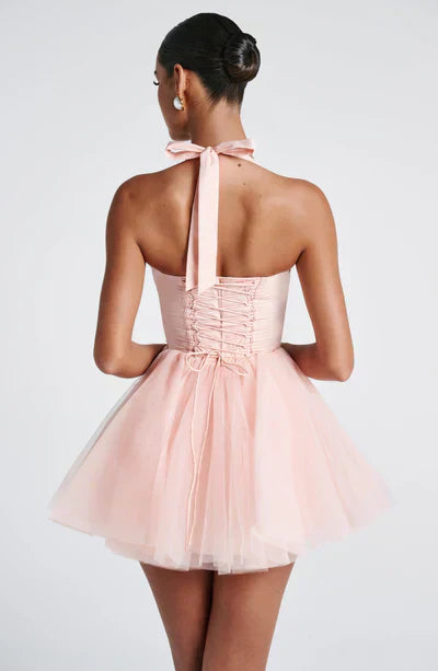 SERAPHINA MINI DRESS – SOFT PEACH