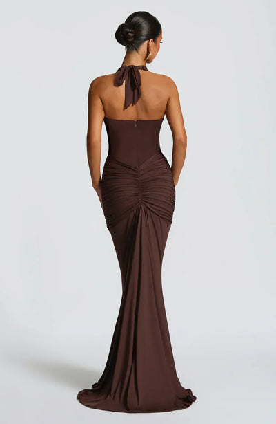 LYRA MAXI DRESS – PLUM BROWN